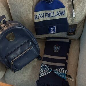 Ravenclaw Blue Beanie, Scarf, and Backpack Set
